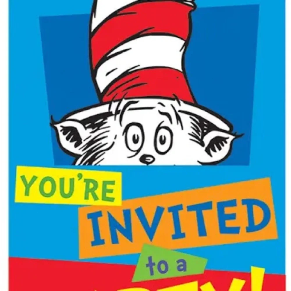 Dr. Seuss Postcard Paper Birthday Party Invitations - 6 1/4